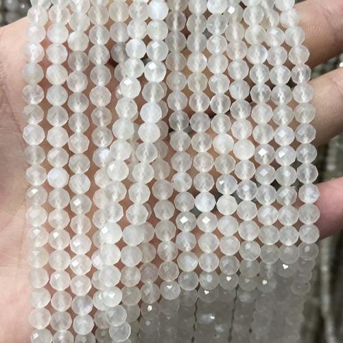 Moonstone Korálky, Kolo, DIY & různé velikosti pro výběr & tváří, bílý, Prodáno za Cca 38 cm Strand