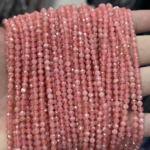 Rhodonite Pärlor, Rund, DIY & fasetterad, rosa, 3mm, Såld Per Ca 38 cm Strand