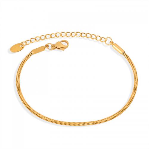 Pulsera de acero de titanio, Partículas de acero, con 5cm extender cadena, Joyería & para mujer, dorado, longitud aproximado 16 cm, Vendido por UD