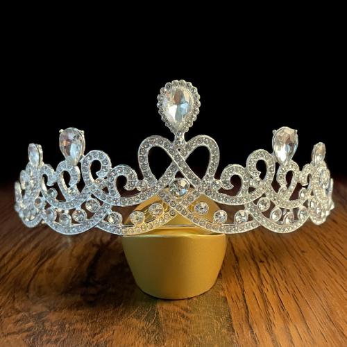 Diadema, lega in zinco, placcato color argento, gioielli di moda & per la donna & con strass, argento, assenza di nichel,piombo&cadmio, diameter 145mm,height 60mm, Venduto da PC