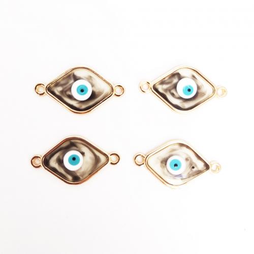 Connecteur Evil Eye, alliage de zinc, Losange, Placage de couleur d'or, DIY & motif de mauvais œil & émail & boucle de 1/1, plus de couleurs à choisir, 27x15mm, 10PC/sac, Vendu par sac