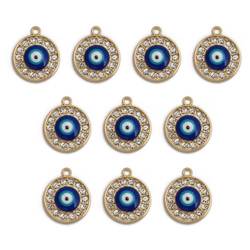 Evil Eye Pendants Zinc Alloy gold color plated & DIY & evil eye pattern & micro pave cubic zirconia & enamel nickel lead & cadmium free Sold By Bag