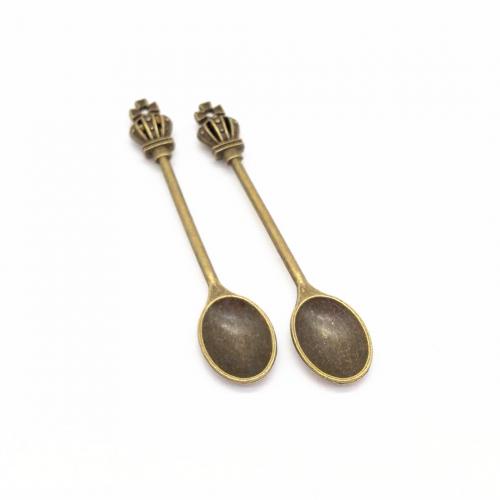 Zinc Alloy Pendler, Spoon, forgyldt, du kan DIY, flere farver til valg, 59x11mm, Ca. 100pc'er/Bag, Solgt af Bag