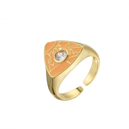 Cubic Zirconia Micro Pave Brass Ring plated micro pave cubic zirconia & for woman & enamel Sold By PC