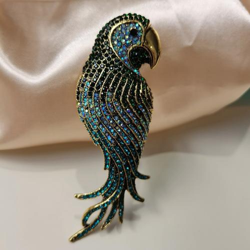 Sinc Alloy Dealga, parrot, plátáilte, jewelry faisin & do bhean & le rhinestone, dathanna níos mó le haghaidh rogha, 38x118mm, Díolta De réir PC