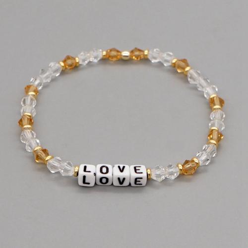 Kristal armbanden, met Messing & Acryl, Plein, gold plated, mode sieraden & voor vrouw, meer kleuren voor de keuze, Lengte Ca 18 cm, Verkocht door PC