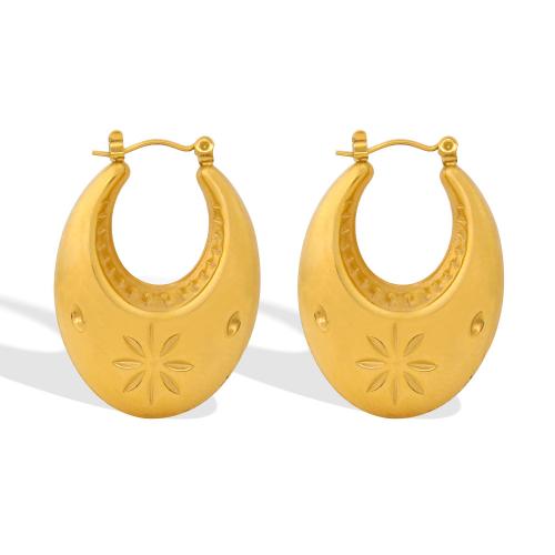 Brinco de argola de aço inoxidável de Mens, Aço inoxidável 304, joias de moda & para mulher, dourado, 24x34mm, vendido por par