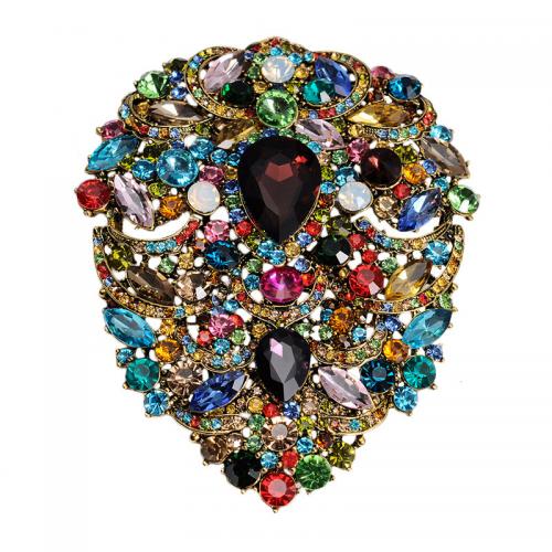 Zinc Alloy Brooches plated fashion jewelry & for woman & with rhinestone Sold By PC