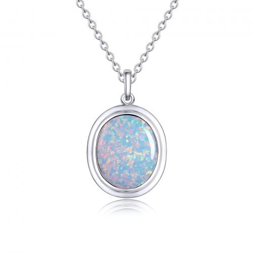 925 Sterling Silver Privjesak, s Opal, Oval, možete DIY & za žene, više boja za izbor, nikal, olovo i kadmij besplatno, 22x29mm, Prodano By PC