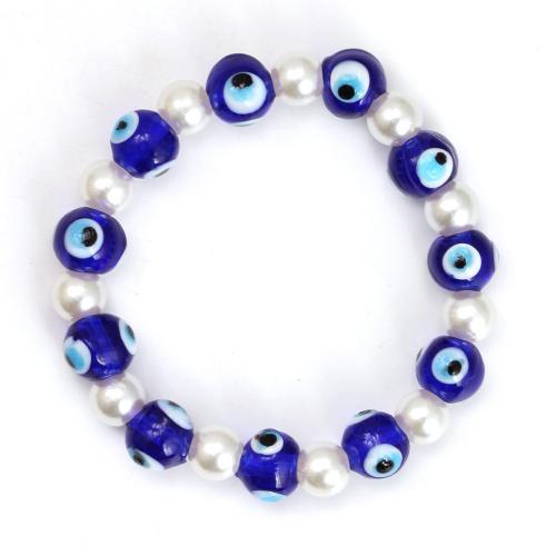 Evil Eye Jewelry Bracelet Lampwork with Plastic Pearl Round fashion jewelry & evil eye pattern & for woman Sold By PC