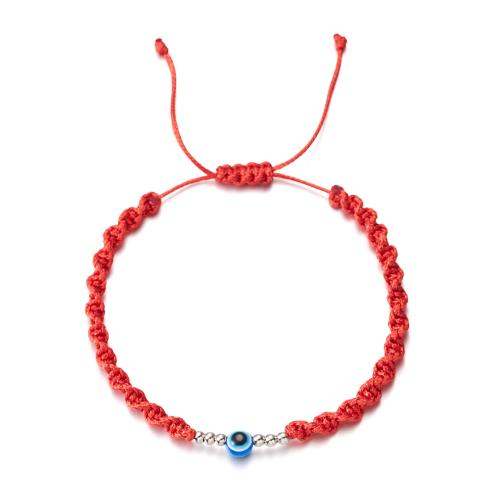 Bracelet Evil Eye bijoux, cordon de polyester, avec résine, fait à la main, bijoux de mode & unisexe & motif de mauvais œil & réglable, plus de couleurs à choisir, Longueur Environ 16-26 cm, Vendu par PC