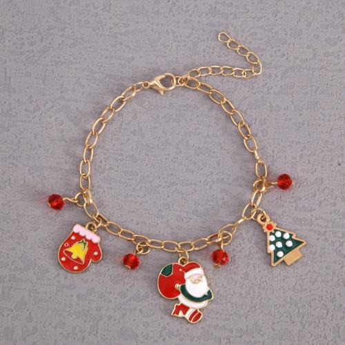 Bracelet de vacances de Noël, alliage de zinc, avec 5cm chaînes de rallonge, Placage, Conception de Noël & bijoux de mode & pour femme & émail, plus de couleurs à choisir, protéger l'environnement, sans nickel, plomb et cadmium, Longueur Environ 18 cm, Vendu par PC