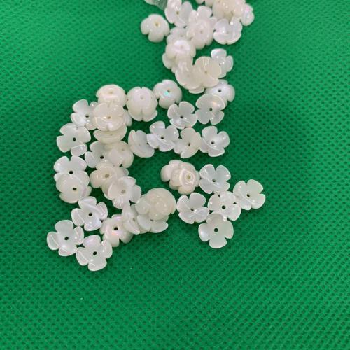 White Shell Bead Cap, Flower, du kan DIY, hvid, 9mm, Solgt af PC