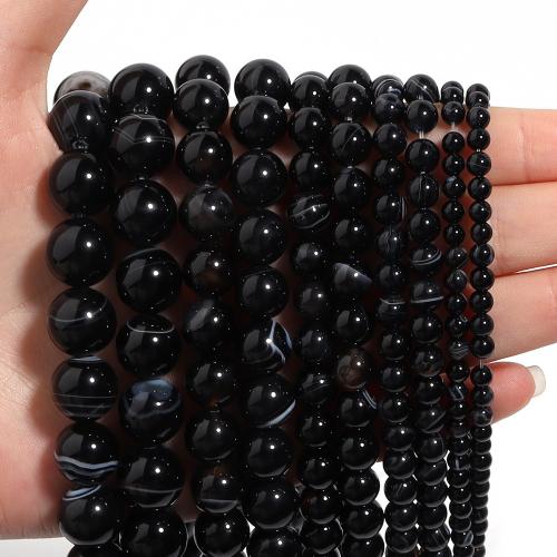 Natural Lace Agate Beads Round DIY black Sold By Strand