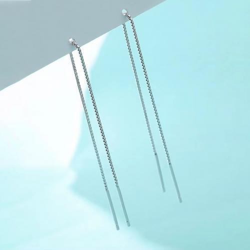 Brass Thread Through Earrings fashion jewelry & for woman platinum color nickel lead & cadmium free Sold By Pair