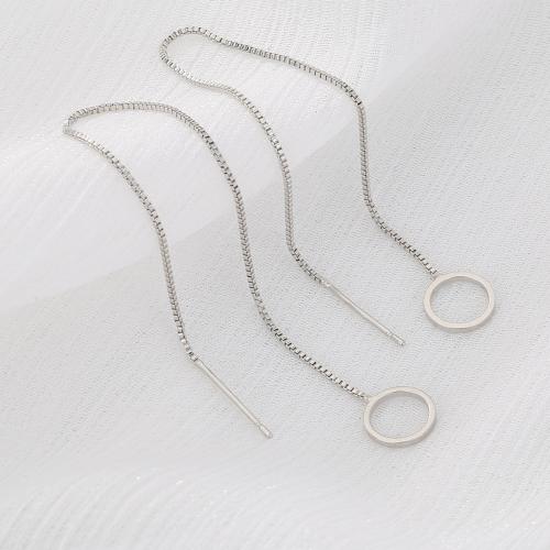 Pendientes de Gota en Latón, metal, chapado en color de plata, Joyería & para mujer, libre de níquel, plomo & cadmio, 120x8mm, agujero:aproximado 4mm, Vendido por Par