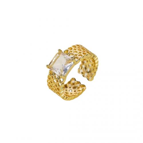 Kubisk Circonia Micro bane messing Ring, forgyldt, Micro Pave cubic zirconia & for kvinde, flere farver til valg, Solgt af PC