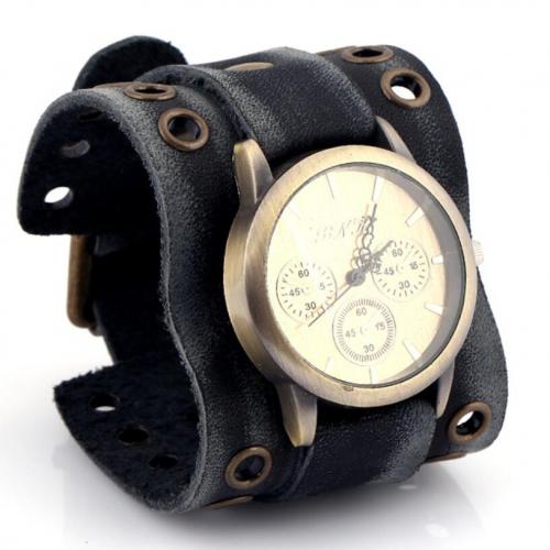 Montre-bracelet unisexe, Cuir de vachette couche, avec alliage de zinc, bijoux de mode & styles différents pour le choix, plus de couleurs à choisir, protéger l'environnement, sans nickel, plomb et cadmium, 260x60x20mm, Vendu par PC