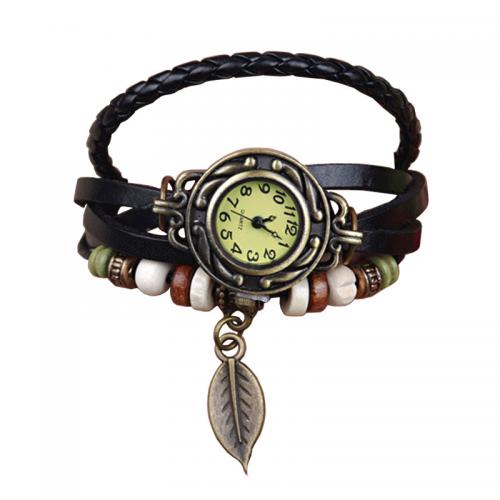 Montre-bracelet unisexe, Cuir de vachette pleine fleur, avec alliage de zinc, bijoux de mode & styles différents pour le choix, plus de couleurs à choisir, protéger l'environnement, sans nickel, plomb et cadmium, 320x12mm, Vendu par PC