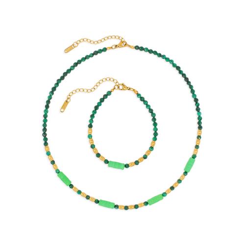 Joyas preciosas, Malachita, con resina & acero inoxidable 304, con 5cm extender cadena, Joyería & diferentes estilos para la opción & para mujer, más colores para la opción, longitud aproximado 17 cm, aproximado 40 cm, Vendido por UD