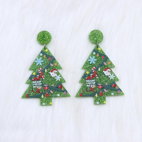 Boucle d'oreille bijoux acrylique, peinture, Conception de Noël & bijoux de mode & styles différents pour le choix & pour femme, Vendu par paire