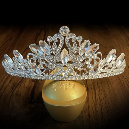 Diadema, lega in zinco, placcato color argento, gioielli di moda & per la donna & con strass, argento, assenza di nichel,piombo&cadmio, Diameter 140mm,height 52mm, Venduto da PC