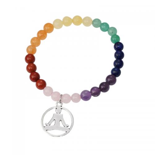 Gemstone Bracciali, pietra preziosa, with lega in zinco, gioielli di moda & per la donna, multi-colore, Lunghezza Appross. 18 cm, Venduto da PC