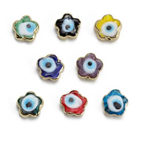 Zink legering Evil Eye Beads, Zinc Alloy, med Lampwork, guldfarve belagt, Anden figur til valg & du kan DIY & emalje, flere farver til valg, Solgt af PC