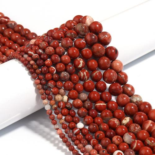 Gemstone Smycken Pärlor, Red Jasper, Rund, DIY & olika storlek för val, röd, Såld Per Ca 38 cm Strand