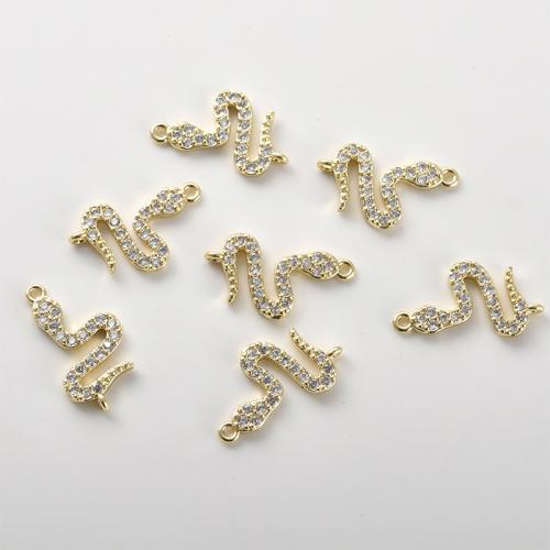 Kubik Zirkonium mikro bana Mässing Kontaktdon, Snake, plated, DIY & micro bana cubic zirconia, fler färger för val, nickel, bly och kadmium gratis, 10x18mm, Säljs av PC