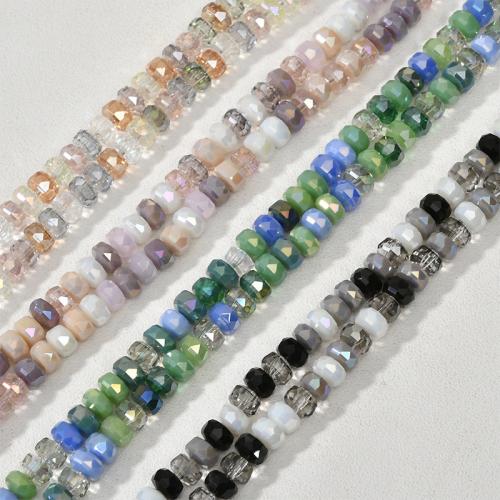 Kristall-Perlen, Kristall, flache Runde, DIY, mehrere Farben vorhanden, 8x5mm, Bohrung:ca. 1.3mm, ca. 70PCs/Strang, verkauft von Strang