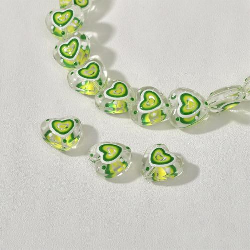 Handgemaakte Lampwork Beads, Hart, DIY, meer kleuren voor de keuze, 12.50x12.20mm, Gat:Ca 1mm, Verkocht door PC