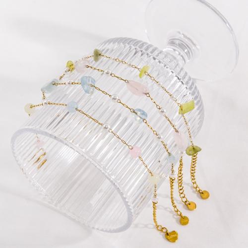 Roestvrij staal armbanden, 304 roestvrij staal, met Natuursteen, met 3cm extender keten, mode sieraden & verschillende stijlen voor de keuze & voor vrouw, gouden, nikkel, lood en cadmium vrij, Lengte Ca 17 cm, Verkocht door PC