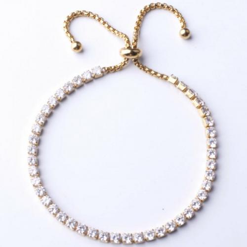 Braccialetto in titanio acciaio, Titantium acciaio, lucido, Micro spianare cubic zirconia & per la donna, nessuno, Adjustable 16-28CM, Venduto da PC