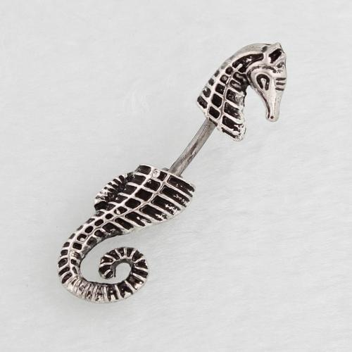 Rustfrit stål Belly Ring, 316 Stainless Steel, med Zinc Alloy, Seahorse, antik sølv farve forgyldt, mode smykker & for kvinde & sværte, Solgt af PC