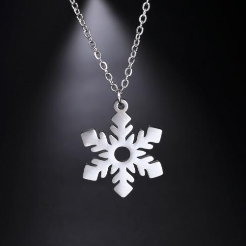 Collana in acciaio inossidabile, 304 acciaio inox, with 5cm extender chain, Fiocco di Neve, gioielli di moda & per la donna, colore originale, 20x22.50mm, Venduto per Appross. 45 cm filo