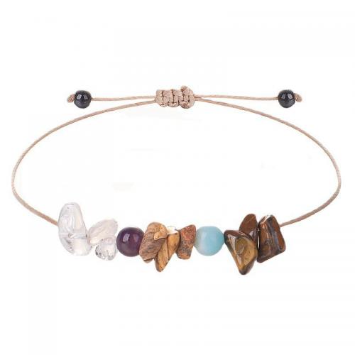 Gemstone Bracciali, Ghiaia naturale, with corda di cera, fatto a mano, gioielli di moda & regolabile & per la donna, nessuno, Lunghezza Appross. 15-30 cm, Venduto da PC