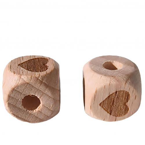 Perline di legno, Legno di faggio, Cubo, Inciso, DIY, nessuno, 12x12mm, 10PC/borsa, Venduto da borsa