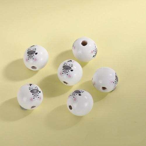 Wood Beads Round printing DIY 16mm Approx Sold By Bag