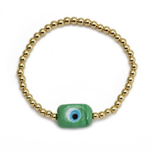 Evil Eye korut rannerengas, Messinki, kanssa Lamppuhelmi, kullan väri kullattu, muoti korut & Unisex & paha silmä kuvio, enemmän värejä valinta, nikkeli, lyijy ja kadmium vapaa, Myymät PC