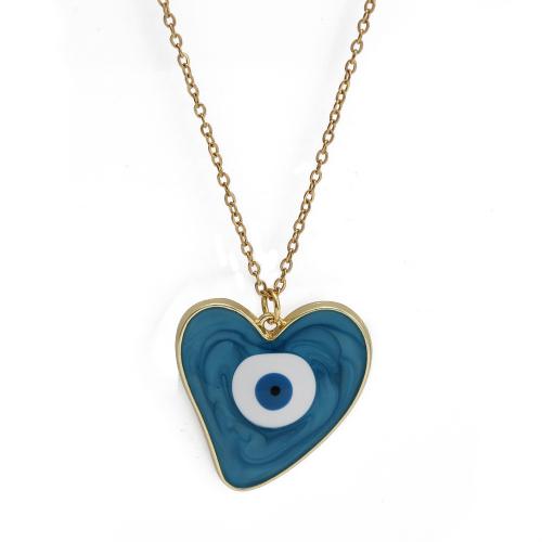 Evil Eye smykker halskæde, Zinc Alloy, guldfarve belagt, mode smykker & Unisex & onde øje mønster & emalje, flere farver til valg, nikkel, bly & cadmium fri, Solgt af PC