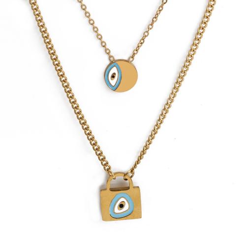 Evil Eye sieraden ketting, 304 roestvrij staal, mode sieraden & voor vrouw & glazuur, meer kleuren voor de keuze, Verkocht door PC