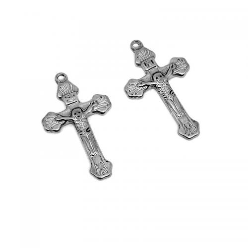 Rostfritt stål Cross Hängen, 304 rostfritt stål, plated, DIY, silver, 18x31mm, Hål:Ca 1.8mm, Säljs av PC