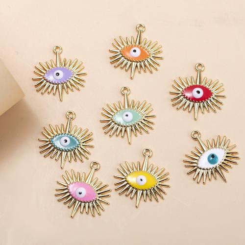 Evil Eye Hangers, Zinc Alloy, Ster, gold plated, DIY & glazuur, gemengde kleuren, 22x23mm, Ca 10pC's/Bag, Verkocht door Bag