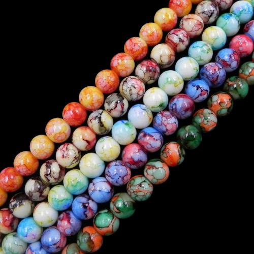 Fashion Glazen kralen, Ronde, DIY, meer kleuren voor de keuze, 8mm, Per verkocht Ca 16 inch Strand