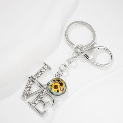 Zinc Alloy Key Clasp with Glass multifunctional & Unisex & with rhinestone nickel lead & cadmium free Sold By PC