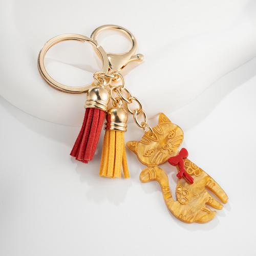 Zinc Alloy Key Lås, med PU & Akryl, Cat, multifunktionelle & Unisex, guld, nikkel, bly & cadmium fri, 95x58mm, Solgt af PC