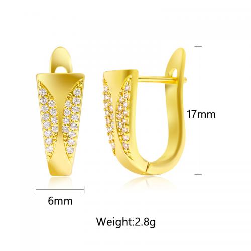 Befestiger Zirkonia Messing Ohrring, plattiert, Micro pave Zirkonia & für Frau, keine, verkauft von Paar