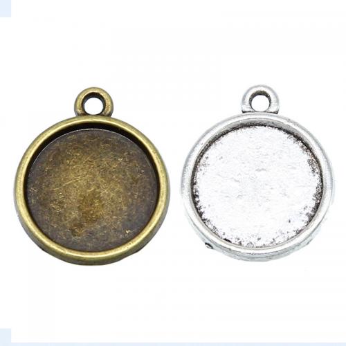 Zink legering hanger Cabochon instelling, Zinc Alloy, Rond plat, plated, DIY, meer kleuren voor de keuze, nikkel, lood en cadmium vrij, 17x20mm, Binnendiameter:Ca 14mm, Ca 100pC's/Bag, Verkocht door Bag