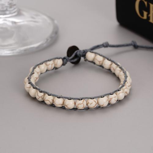 Gemstone Bracelets Natural Stone with Coconut & Wax Cord Adjustable & Unisex mixed colors Length Approx 15.5 cm Sold By PC